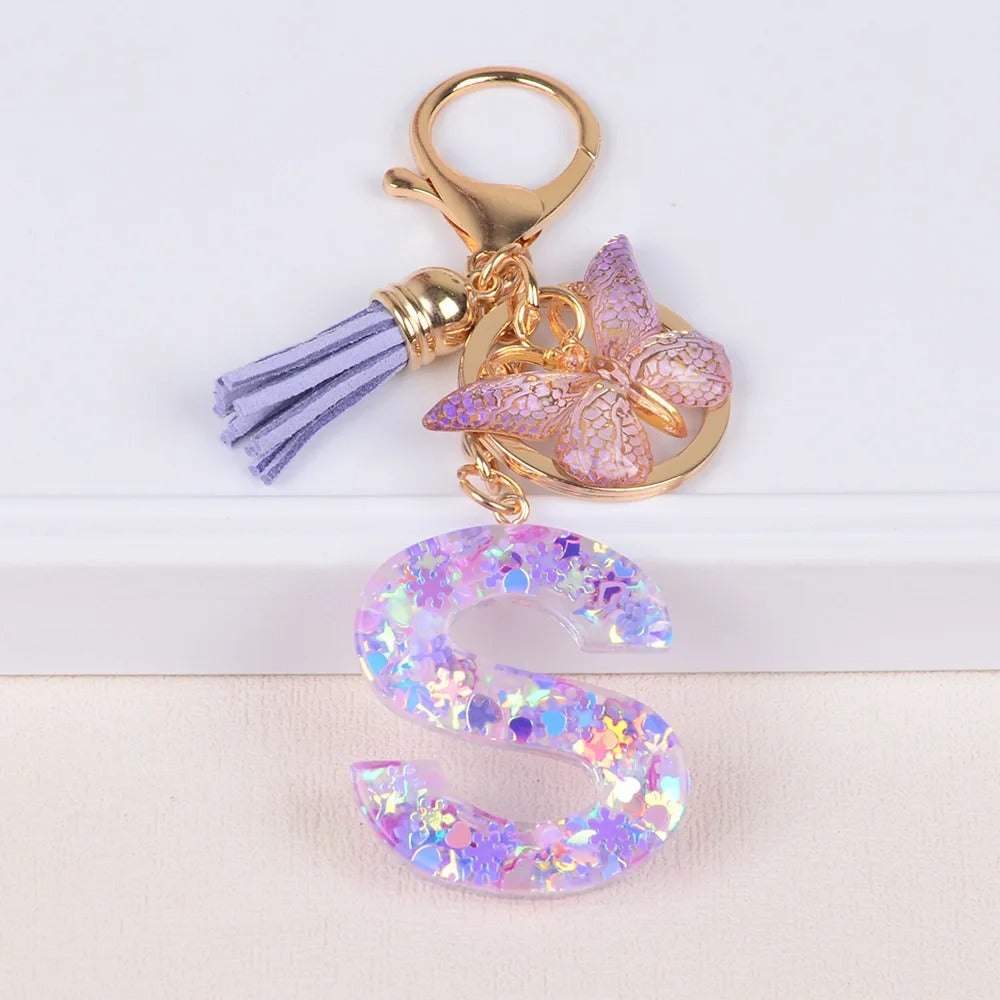 🔥Butterfly Letter Keychain Tassel Design Vibrant Durable Lightweight Gift